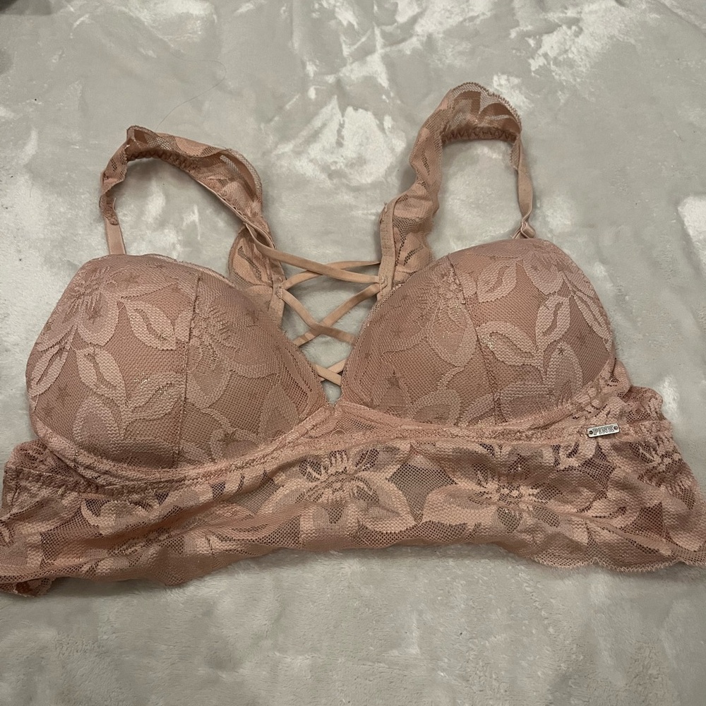 PINK Victoria's Secret Lace Bralette in Dusty Rose